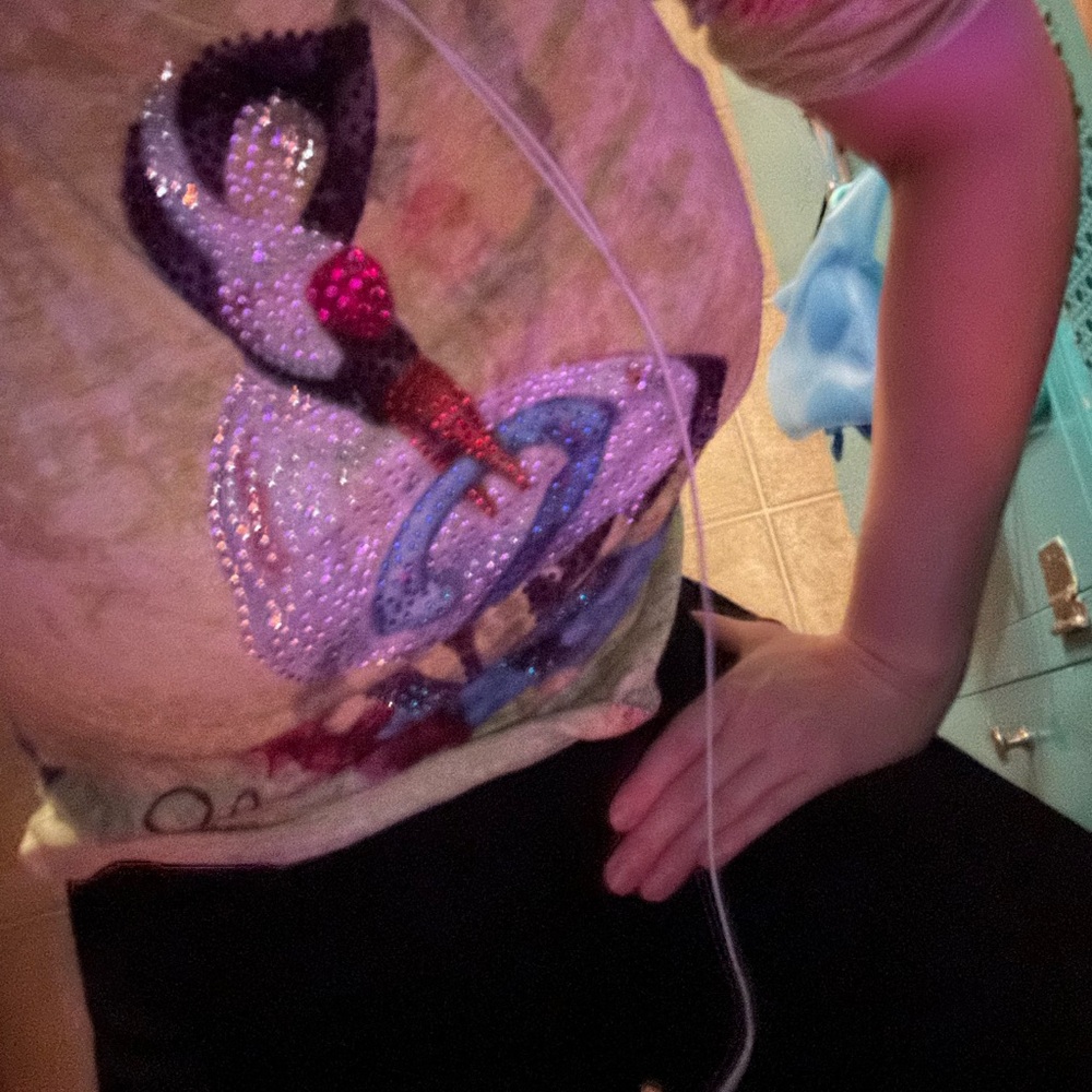 Y2K Aloha Hawaii Rhinestone T-Shirt w/ crane & snake Ed hardy vibes